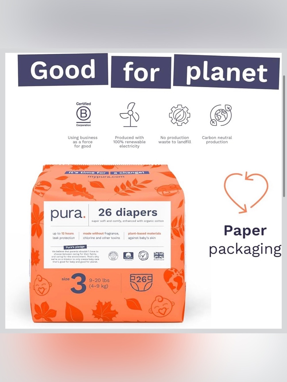 Pura Hypoallergenic Diapers, Size 3 (NEW) - Picture 9 of 9